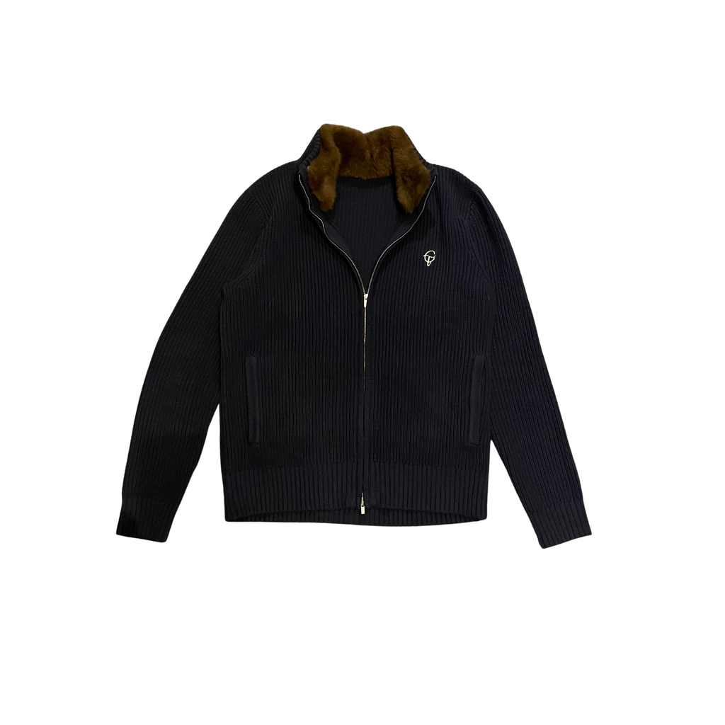 Navy Fur Lined Cardigan