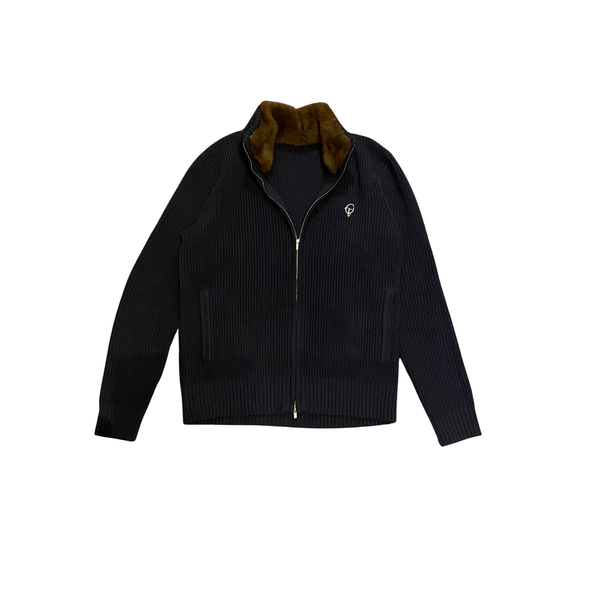 Navy Fur Lined Cardigan